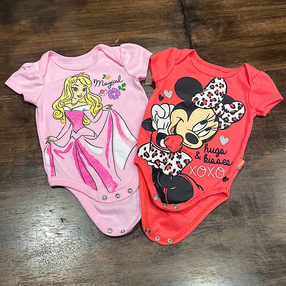 2 Disney baby onesies, Size 0-3 M